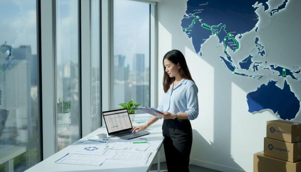 Healthcare logistics coordinator monitoring supply chain
