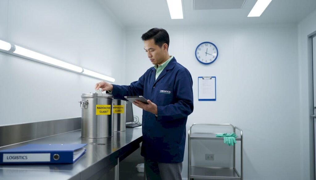 Logistics coordinator prepares radioactive shipment