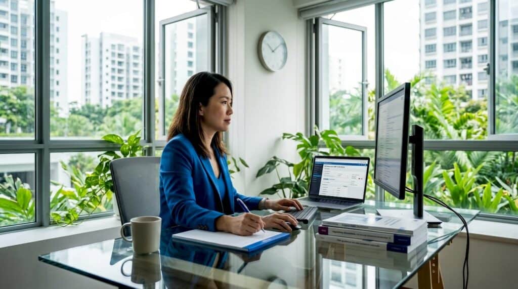 Regulatory specialist reviewing submission documents