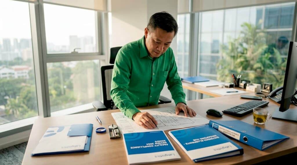 Logistics manager reviewing validation documents