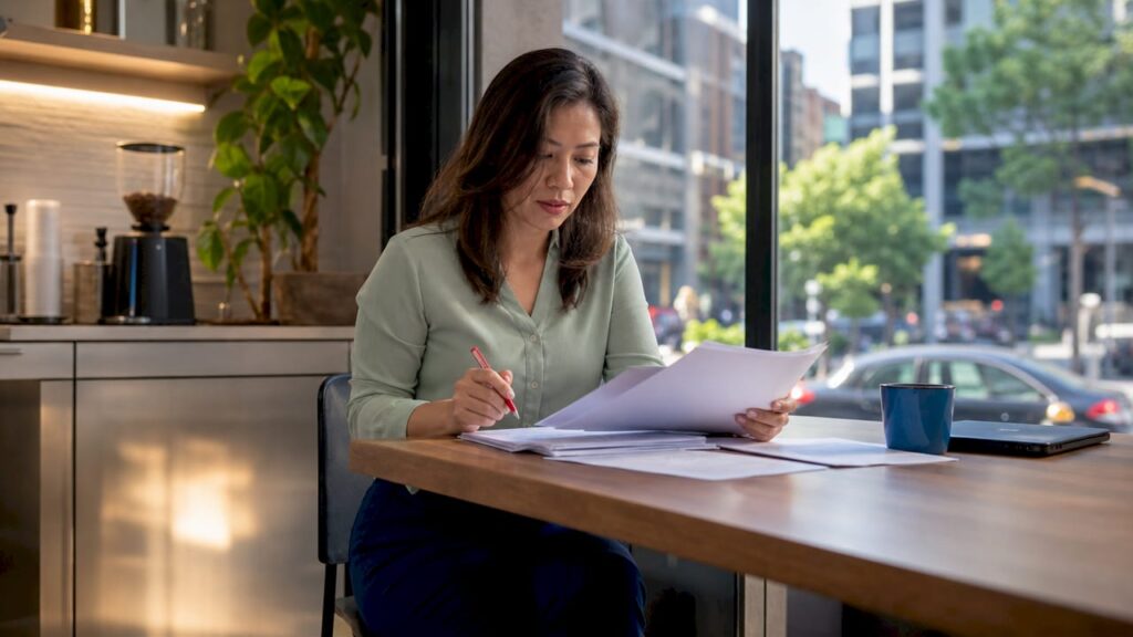 Compliance officer reviewing healthcare logistics protocols